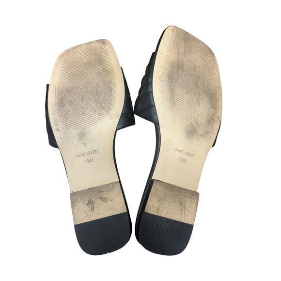 Nine West 7.5M Black Quilted Slide Sandals - Picture 2 of 5